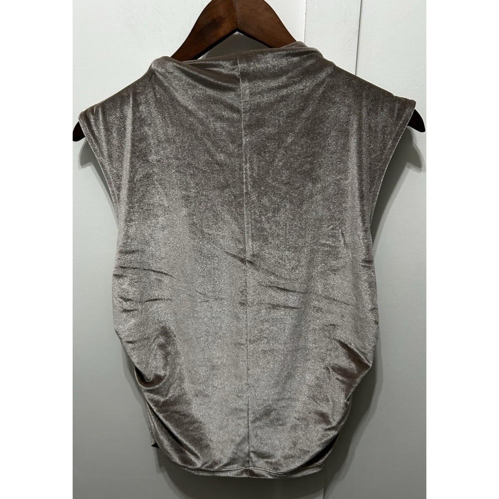 a. new. day Short‎ Sleeveless Side Ruched Top Medium Tan Oatmeal Gold Shimmery
